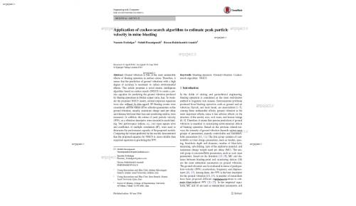 Application of cuckoo search algorithm to estimate peak particle velocity in mine blasting